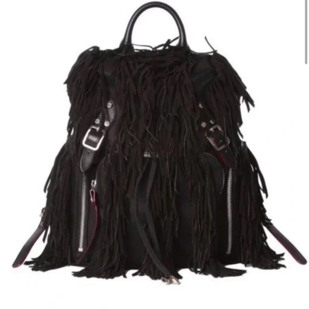 MZ Wallace NWOT new Marlena black suede fringe backpack with dustbag never used